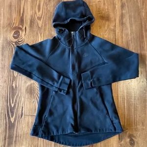 Nike Womens Fitted Hooded Zip-Up Black Sweatshirt Jacket Comfy Thumbholes Medium